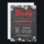Baby its Cold Outside Winter Snowflake Baby Shower Invitation<br><div class="desc">Baby its Cold Outside Winter Snowflake Baby Shower Invitation. Boy or Girl Baby Shower. White and Red Snowflake. Winter Holiday Baby Shower Invite. Chalkboard Background. Black and White. For further customization,  please click the "Customize it" button and use our design tool to modify this template.</div>