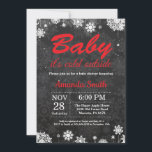 Baby its Cold Outside Winter Snowflake Baby Shower Invitation<br><div class="desc">Baby its Cold Outside Winter Snowflake Baby Shower Invitation. Boy or Girl Baby Shower. White and Red Snowflake. Winter Holiday Baby Shower Invite. Chalkboard Background. Black and White. For further customization,  please click the "Customize it" button and use our design tool to modify this template.</div>