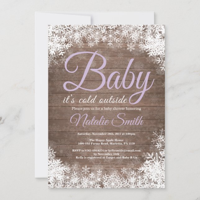 Baby Its Cold Outside Winter Snowflake Baby Shower Invitation (Front)