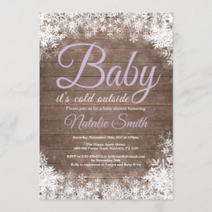 Baby Its Cold Outside Winter Snowflake Baby Shower Invitation