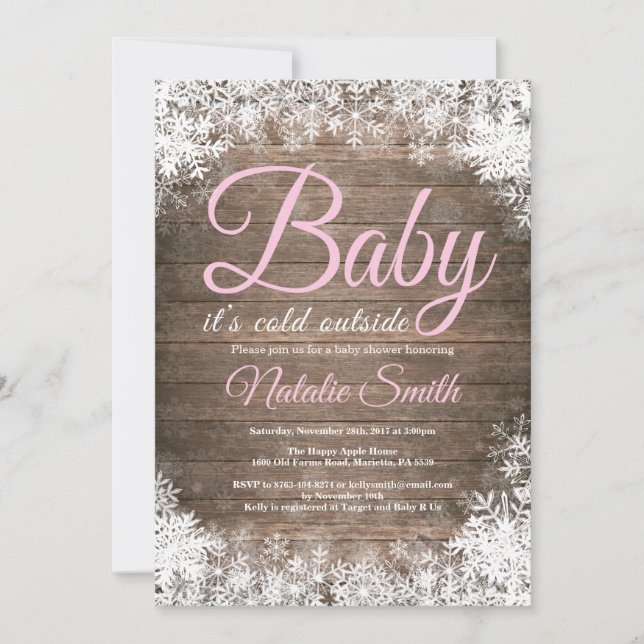 Baby Its Cold Outside Winter Snowflake Baby Shower Invitation (Front)