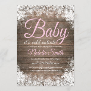 Baby Its Cold Outside Winter Snowflake Baby Shower Invitation
