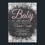 Baby Its Cold Outside Winter Snowflake Baby Shower Invitation<br><div class="desc">Baby Its Cold Outside Winter Snowflake Baby Shower Invitationn. Girl Baby Shower Invitation. Pink. Winter Holiday Baby Shower Invite. White Snowflakes. Chalkboard Background. For further customization,  please click the "Customize it" button and use our design tool to modify this template.</div>