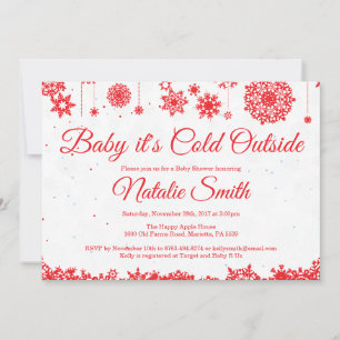 Baby Its Cold Outside Winter Snowflake Baby Shower Invitation