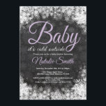 Baby Its Cold Outside Winter Snowflake Baby Shower Invitation<br><div class="desc">Baby Its Cold Outside Winter Snowflake Baby Shower Invitationn. Girl Baby Shower Invitation. Purple Lilac Lavender Violet. Winter Holiday Baby Shower Invite. White Snowflakes. Chalkboard Background. For further customization,  please click the "Customize it" button and use our design tool to modify this template.</div>