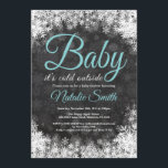 Baby Its Cold Outside Winter Snowflake Baby Shower Invitation<br><div class="desc">Baby Its Cold Outside Winter Snowflake Baby Shower Invitationn. Boy or Girl Baby Shower Invitation. Aqua Turquoise Teal. Winter Holiday Baby Shower Invite. White Snowflakes. Chalkboard Background. For further customization,  please click the "Customize it" button and use our design tool to modify this template.</div>