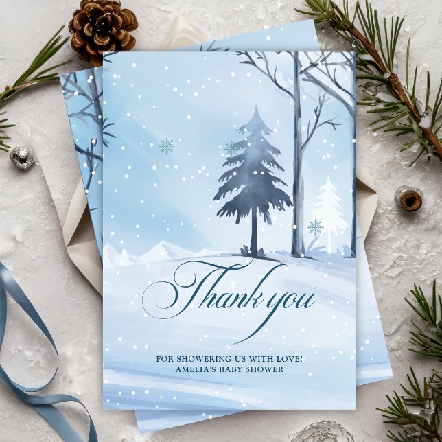 Baby its cold outside winter snowflake baby shower thank you card (Creator Uploaded)