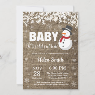 Baby its Cold Outside Winter Snowman Baby Shower Invitation
