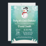 Baby its Cold Outside Winter Snowman Baby Shower Invitation<br><div class="desc">Baby its Cold Outside Winter Snowman Baby Shower. Boy or Girl Baby Shower. White and Blue Snowflake. Snowman. Winter Holiday Baby Shower Invite. Aqua Background. For further customization,  please click the "Customize it" button and use our design tool to modify this template.</div>