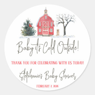 Baby It's Cold Outside, Winter Themed Baby Shower Classic Round Sticker