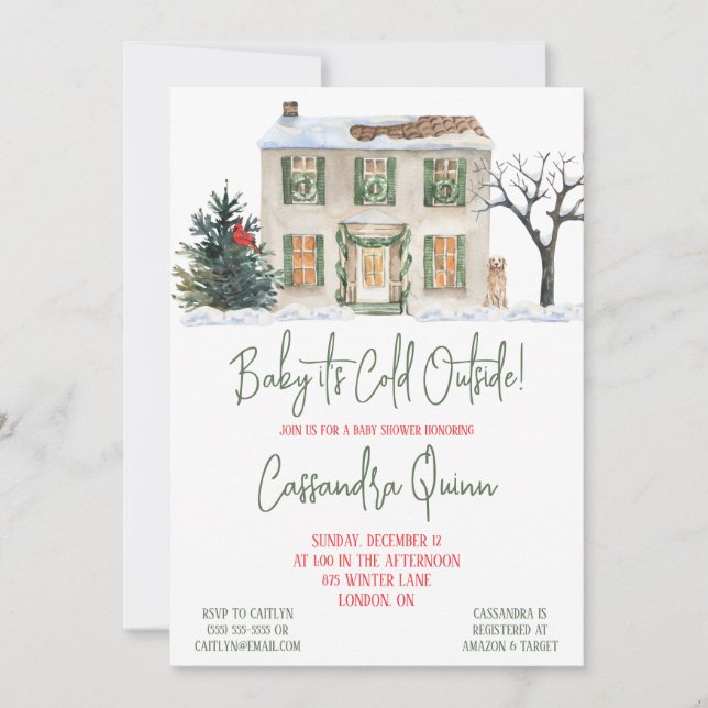 Baby It's Cold Outside, Winter Themed Baby Shower  Invitation (Front)