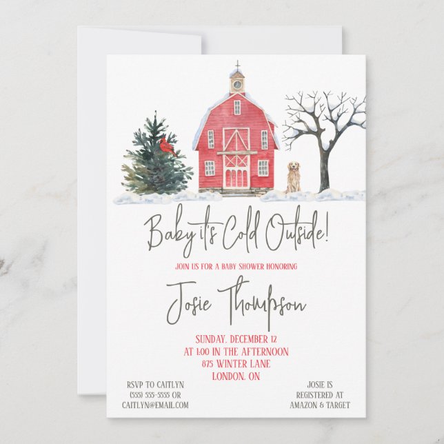 Baby It's Cold Outside, Winter Themed Baby Shower  Invitation (Front)