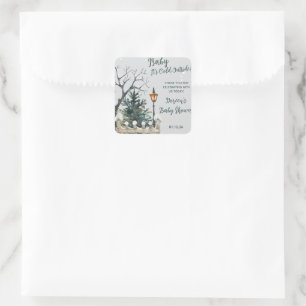 Baby It's Cold Outside, Winter Themed Baby Shower Square Sticker