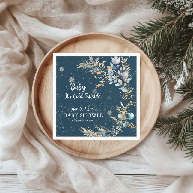 Baby Its Cold Outside Winter Woodland Baby Shower Napkin (Creator Uploaded)