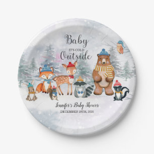 Baby It's Cold Outside Winter Woodland Baby Shower Paper Plate
