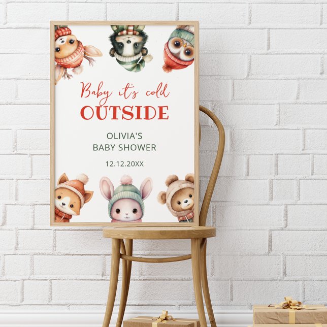 Baby It's Cold Outside Winter Woodland Baby Shower Poster (Creator Uploaded)