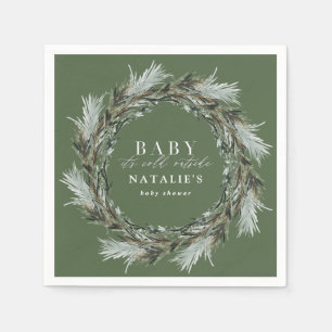 Baby its cold outside winter wreath baby shower napkin