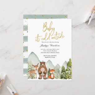 Baby it's cold outside Woodland Animal Baby Shower Invitation
