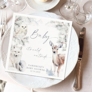 Baby It's Cold Outside Woodland Baby Shower  Napkin