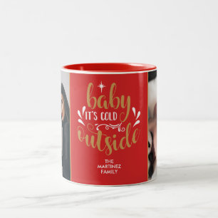 Baby Its Cold Outside Your Photo and Name Two-Tone Coffee Mug