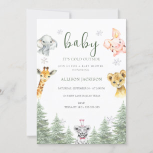 Baby It's Cold  Woodland  Outside Baby Shower  Invitation