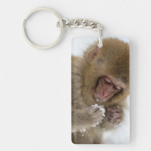 Baby Japanese Macaque   Snow Monkey Keychain