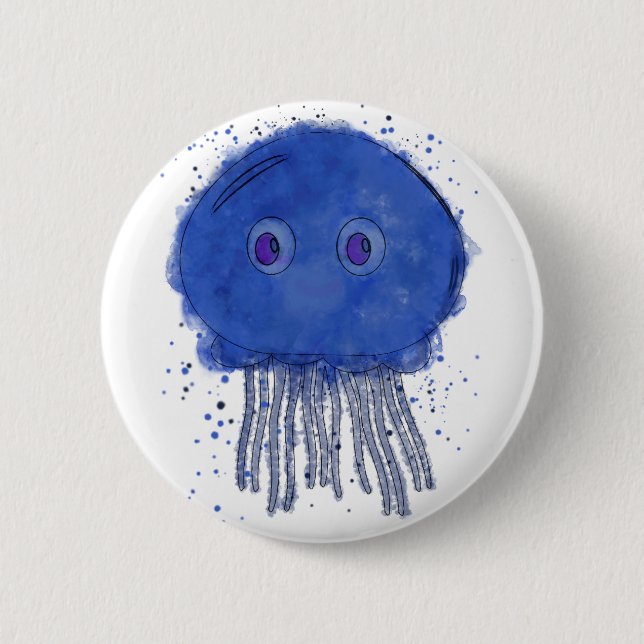 Baby Jellyfish Watercolor 2 Inch Round Button (Front)