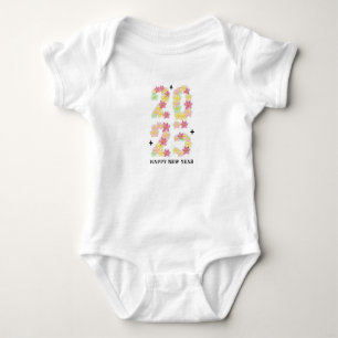 Baby Jersey Bodysuit 2025 Happy New Year Floral