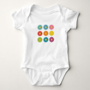 Baby Jersey Bodysuit with Happy Daisies - Retro