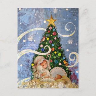 Baby Jesus Carte postale avec arbre de Noël