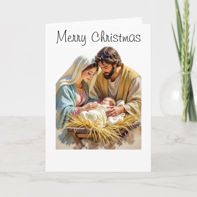 Baby Jesus Christmas Folded Holiday Card (Front)