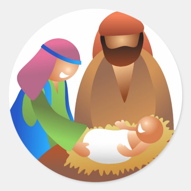 Baby Jesus Classic Round Sticker (Front)
