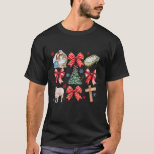 Baby Jesus Coquette Bow Nativity Scene Christmas C T-Shirt