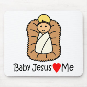 Baby Jesus Heart (Loves) Me Mouse Pad