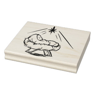 Baby Jesus in a manger pattern art stamp