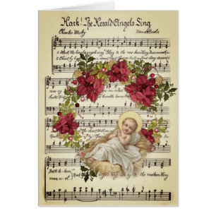 Baby Jesus in Manger Christmas Floral Sheet Music
