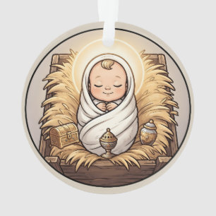 Baby Jesus in Manger Nativity Ornament