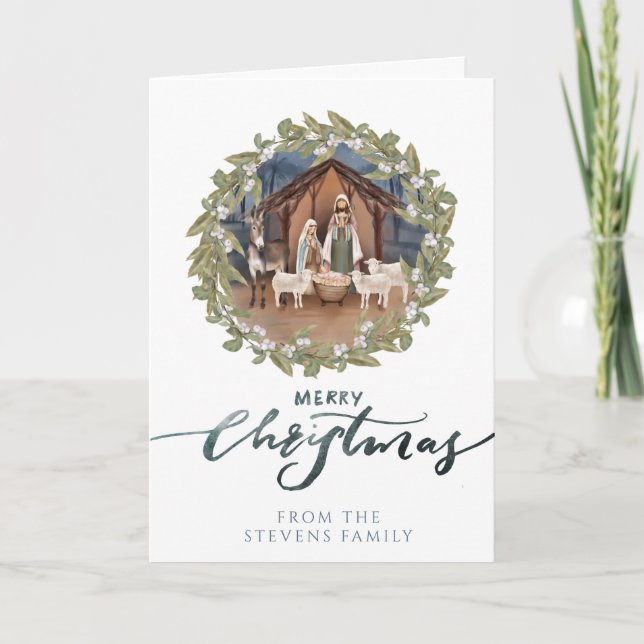 Baby Jesus in the Manger Nativity Folded Photo Card (Front)