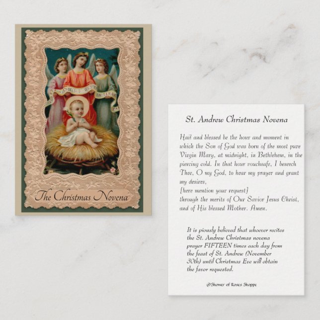Baby Jesus in the Manger with Angels Business Card (Front/Back)