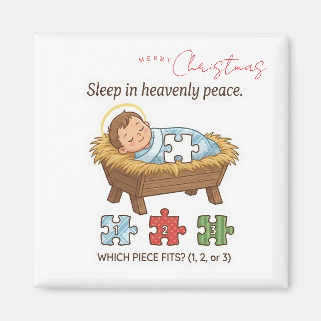Baby Jesus Jigsaw Puzzle Pattern Game Magnet (Devant)