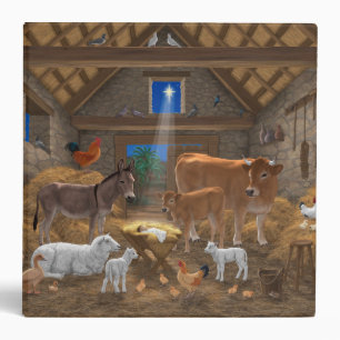 Baby Jesus Manger Holy Night Christmas Nativity Binder