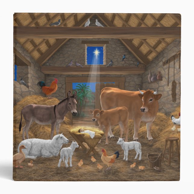 Baby Jesus Manger Holy Night Christmas Nativity Binder (Front)