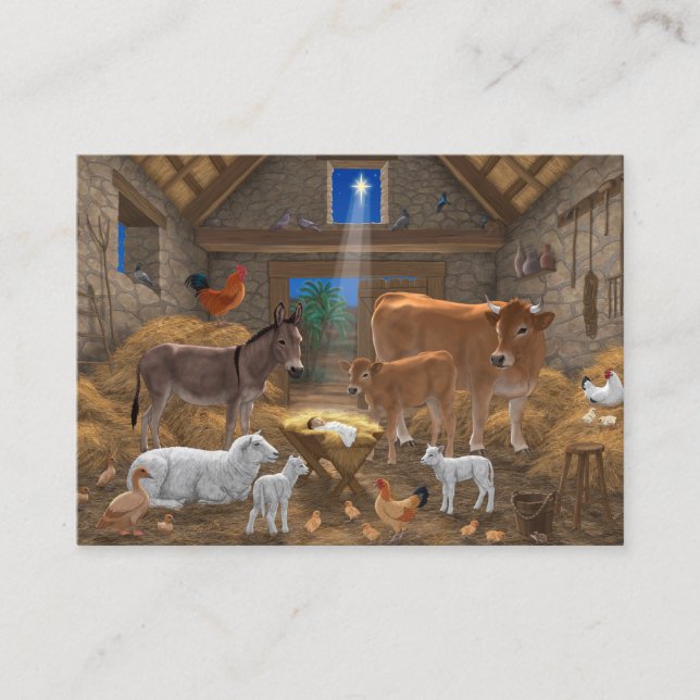 Baby Jesus Manger Holy Night Christmas Nativity Business Card (Front)