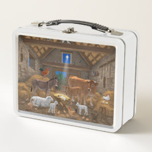 Baby Jesus Manger Holy Night Christmas Nativity Metal Lunch Box