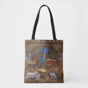 Baby Jesus Manger Holy Night Christmas Nativity Tote Bag