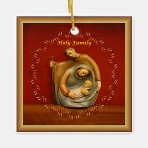 Baby Jesus, Mary, Joseph, Holy Family, Bethlehem   Ceramic Ornament