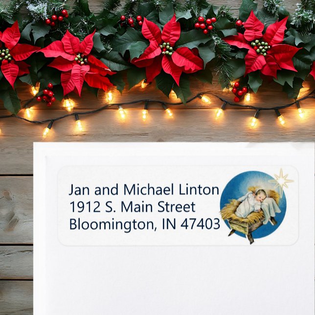 Baby Jesus Nativity Personalize Return Address Lab (Creator Uploaded)
