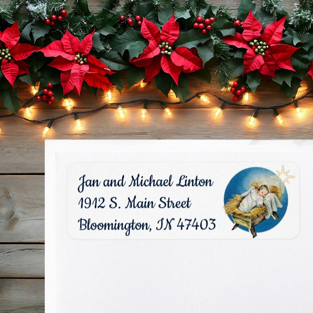 Baby Jesus Nativity Personalize Return Address Lab (Creator Uploaded)