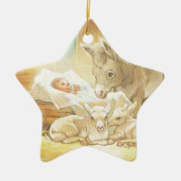 Baby Jesus Nativity with Lambs and Donkey