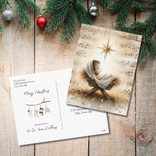 Baby Jesus Non Photo Watercolor Christmas Holiday Postcard